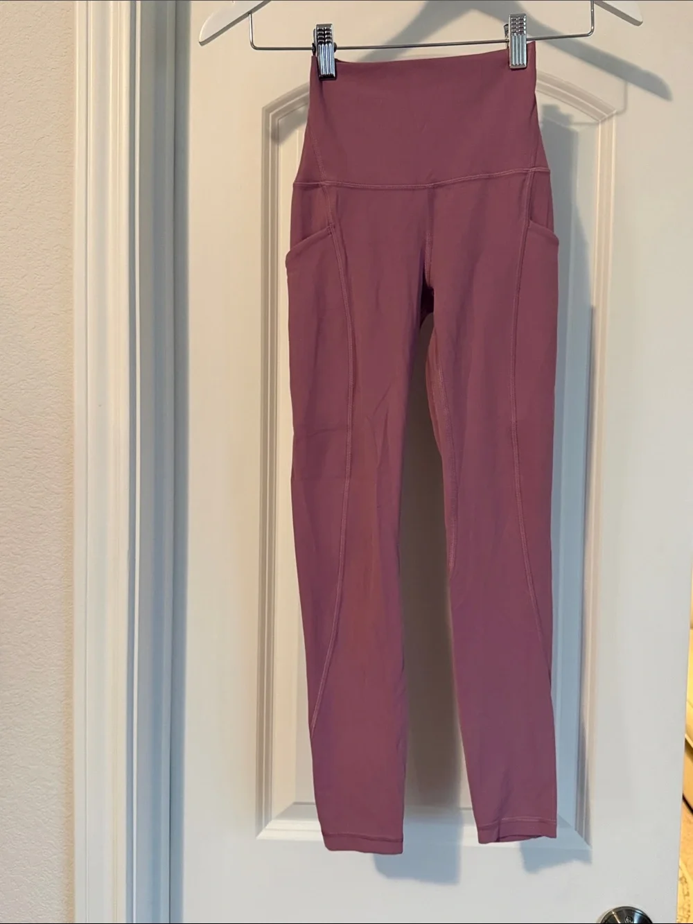 lululemon athletica mauve high-waist leggings with side pockets